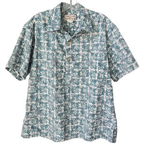 Cooke Street Hawaiian Shirt L Tropical 1/4 Button Pullover Pocket‎ Vtg Festival
